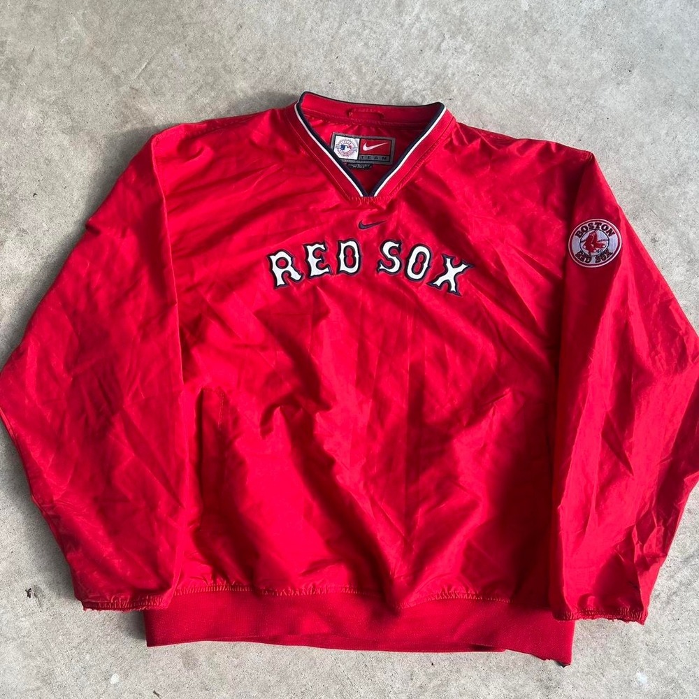 Vintage 1990s Nike Boston Red Sox pullover v-neck windbreaker Size L